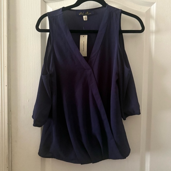 Blue Rain Women's Deep Blue Cold Shoulder Blouse - Picture 4 of 10